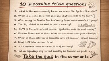 10-question fun facts challenge